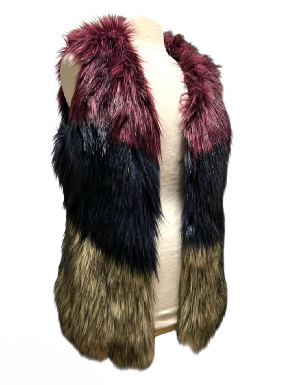 Cusp By Neiman Marcus Ombre Faux Fur Color Block Vest Size Medium